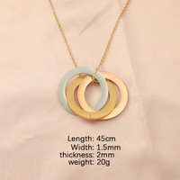 Collier simple à trois anneaux de même couleur ou à trois couleurs, grand pendentif rond, chaîne en acier inoxydable