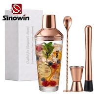 Ensemble de shakers manuels créatifs en acier inoxydable pour la maison, shaker à cocktail en verre avec échelle, accessoires de cuisine, 4 pièces/ensemble