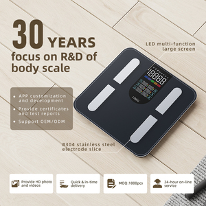 Único <span class=keywords><strong>Digital</strong></span> Balanças Banheiro 4 Eletrodo para Bluetooth BMI Indicador de Gordura Corporal 227kg Customizável Vidro Saúde Pesando OEM ODM - Product Image 6