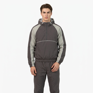 Men's Oversized Hooded Jacket and Pants <b>Set</b> Quick Dry <b>Two</b> <b>Piece</b> Outerwear Casual Sportswear for Autumn - Product Image 5
