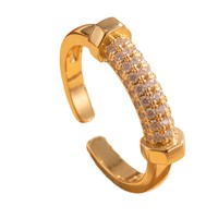 Bague ouverte personnalisée de style européen et américain pour femme, incrustée de zircon, à fermoir fer à cheval, élégante et légèrement luxueuse