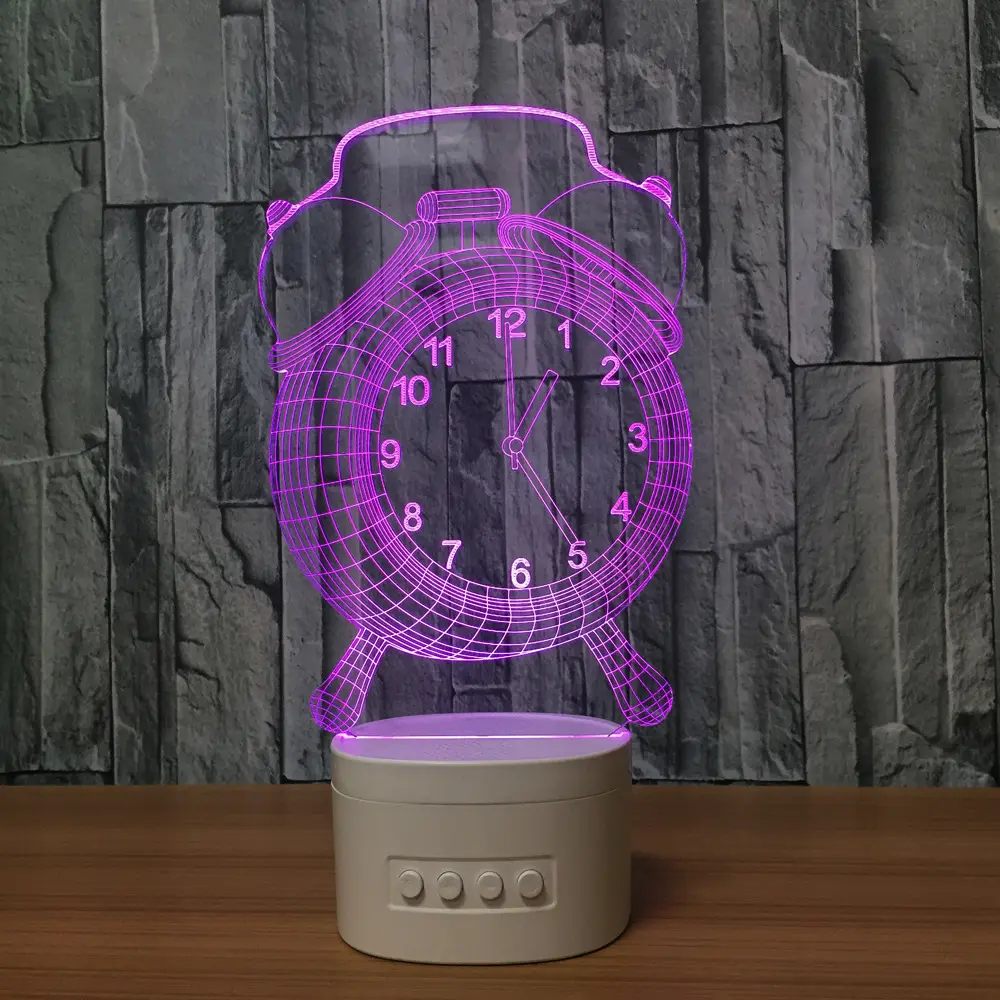 Best gifts Smart Alarm Clock Lamp , 7 Color Changing LED 3D Night Light Building Light