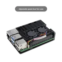 Raspberry Pi 5 kipas ganda aluminium Aloi casing pelindung pendingin kotak pelindung elektronik konsumen