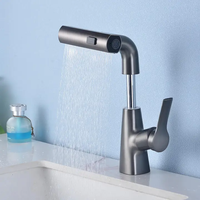 Robinet de cuisine moderne à une poignée Robinet pulvérisateur coulissant gris contemporain Noyau de valve en céramique pour les cuisines