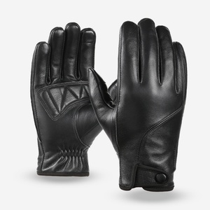 Gants en cuir de vachette véritable de première qualité pour hommes, doux et respirants, pour un usage quotidien, hiver, extérieur, moto - Product Image 1