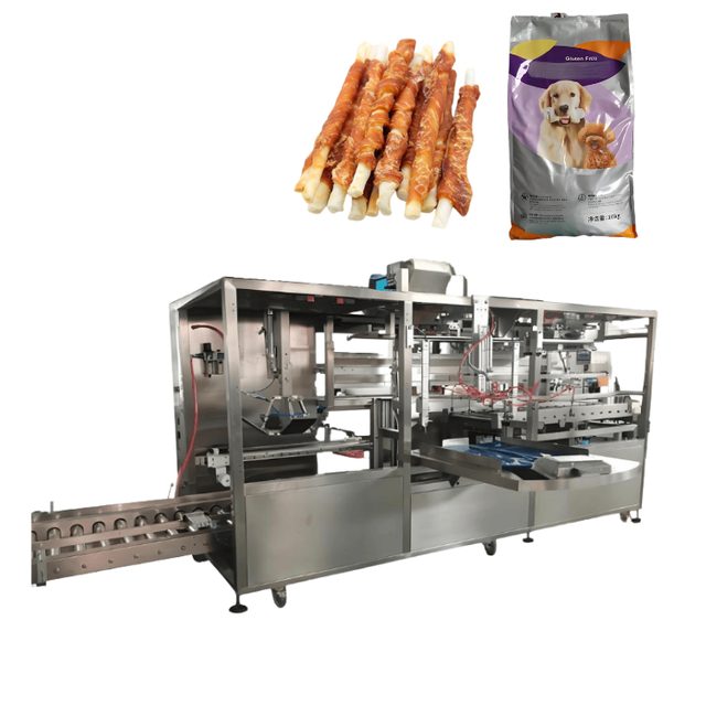 3-Station Horizontal Large Bag Automatic Packaging Machine 5KG 10KG Dog Food Can Interface with a case Packing System