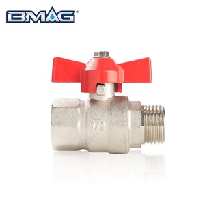 BMAG مطلي بالنيكل-بوصة DN15 أنثى X ذكر منفذ كامل صمام كرة FxM نحاسي مزور بمقبض فراشة - Product Image 3