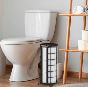 Portarrollos de Papel Higiénico Minimalista, Negro, Ecológico, Metálico, de Pie, para Baño - Product Image 1