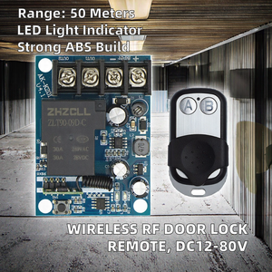 Récepteur RF sans fil 433 MHz 1 canal DC12-80V personnalisé, interrupteur électrique à télécommande RF ABS, ensemble de couvercles de serrure de porte, 2 boutons, piles AAA - Product Image 2