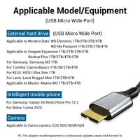Câble de lecteur USB C Type C vers USB3.0 Micro B de 1 pieds compatible avec les disques durs externes WD Elements Seagate Expansion Samsung M3