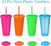 Gobelet réutilisable en plastique PP avec paille et couvercle, personnalisable avec logo – Meilleures ventes