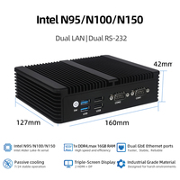 Mini PC industriel sans ventilateur Win 10/11, double LAN, serveur, routeur Linux embarqué X86 N95/N100/N150, pare-feu Opnsense, RS232 COM