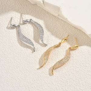 Elegantes Pendientes de Cobre Geométricos para Mujer con Circonitas Engastadas, Diseño de Lujo, Novedad, Joyería Sencilla y a la Moda para Fiestas, Idea de Regalo - Product Image 5