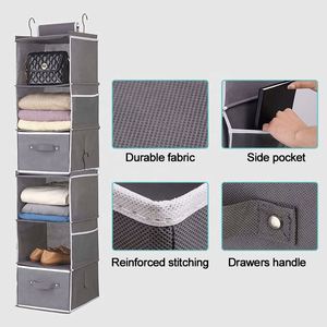 Organizador Colgante Desmontable para Ropa con Bolsa Lateral y 2 Estantes Separables para Armario - Product Image 3