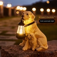 Lampe solaire LED pour animaux avec résine pour chiot Décoration de jardin extérieure étanche Conception pendule IP65