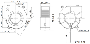 พัดลมไอน้ำขนาดมินิแบบไร้แปรงถ่าน12โวลต์24โวลต์3000รอบต่อนาทีพัดลมไอน้ำขนาด75มม. PWM OBM 7530 BLDC แบบไร้แปรงถ่าน - Product Image 6