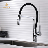Robinet de cuisine en laiton brossé nickel, moderne et luxueux, à poignée unique, à col long, flexible, avec douchette extractible