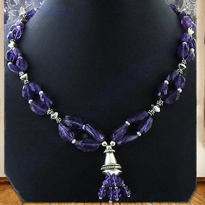 Art Palace Women's Amethyst Beaded Tassel <b>Necklace</b> Silver Plated Vintage <b>Statement</b> Jewelry From Rajasthan Gift - Product Image 3