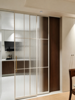 Porte coulissante en verre trempé avec cadre étroit, style moderne et minimaliste, en aluminium, pour séparation de pièce (chambre), insonorisée