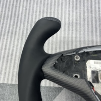 Volant en fibre de carbone mat avec poignée en cuir lisse, chauffage en option, pour Tesla Model X Y 3 S, accessoire intérieur de voiture