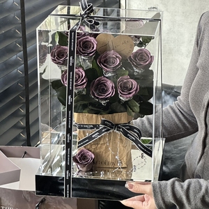 ของขวัญวันวาเลนไทน์ ดอกกุหลาบนิรันดร์สดชื่น ทำมือ บรรจุในกล่องอะคริลิคทรงสี่เหลี่ยม สำหรับวันรับปริญญาและปีใหม่ - Product Image 3