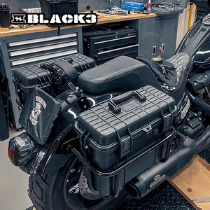 Sacoches rigides noires Black3 pour motos HD FL/FX <span class=keywords><strong>Softail</strong></span>, sac à dos arrière étanche de style DS Club en nylon - Product Image 3