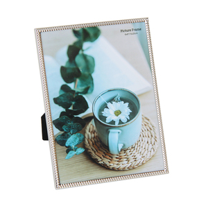 Jinn Home Silver Metal <strong>Frame</strong> Rope <strong>Design</strong> 4x6 5x7 6x8 <strong>Wall</strong> Hang or Table-top Standing Display Durable Iron Photo <strong>Frame</strong> - Product Image 1