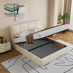 Ensemble de meubles de chambre <span class=keywords><strong>à</strong></span> coucher de luxe, lit king-size ou queen-size, style nordique, lit en bois massif <span class=keywords><strong>avec</strong></span> rangement, lits doubles en bois massif pour chambre principale - Product Image 3
