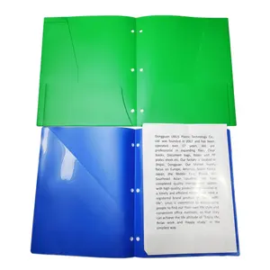 In Stock 10 Pack Waterproof Plastic Business Folders Double Pocket Folder 3 Holes Pocket Folders For School Office Supplies