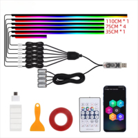 NOVKIR - Tira de Luces LED RGBIC Universal para Automóvil, Acrílico, con Control por Aplicación, Efecto de Color Dinámico, 12 V, USB, Decorativa