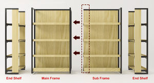 Rak Supermarket baja multilapisan, rak pajangan toko ritel kayu baja, rak makanan ringan - Product Image 5
