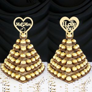 Présentoir en bois en forme de cœur à 7 niveaux pour chocolats, idéal pour décorations de mariage et de maison, vente en gros et dropshipping - Product Image 1