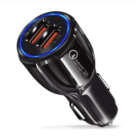 QC3.0ชาร์จไฟได้อย่างรวดเร็วชาร์จไฟในรถ Led Dual-พอร์ต USB ชาร์จรถโบว์ลิ่งชาร์จรถสำหรับโทรศัพท์มือถือ