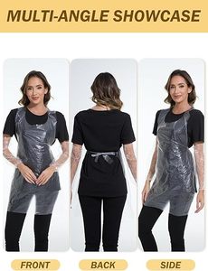 Tabliers jetables imperméables avec manchons de protection, tabliers de protection en plastique idéaux pour la peinture, la cuisine et les travaux ménagers quotidiens - Product Image 2