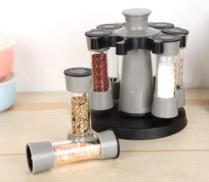 6pcs Stainless Steel & Glass Seasoning <b>Jars</b> with Base Modern <b>Spice</b> Keeping Storage Set for Home Restaurant & Camping - Product Image 1