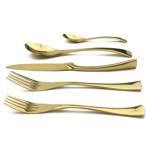 <span class=keywords><strong>amazon</strong></span> el logotipo del OEM de acero inoxidable chapado en oro cena cubiertos cuchillo tenedor cuchara conjunto cubiertos - Product Image 5