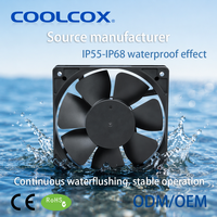 Ventilateur axial DC CoolCox 120x120x25mm 12V 24V sans balais à 2 roulements à billes IP68 pour boîtier PC, dissipateur thermique CPU, support ODM