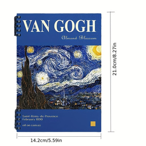 2025 thiết kế mới A5 xoắn ốc ràng buộc cứng Bìa vẽ máy tính xách tay phác thảo Chứng Khoán cho các trường học với Van Gogh của bức tranh - Product Image 1