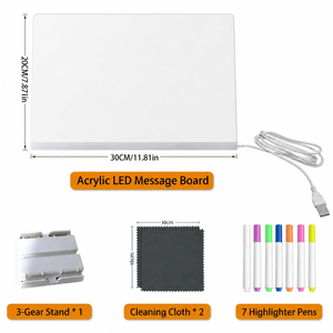 <span class=keywords><strong>Tablette</strong></span> à dessin LED en acrylique réutilisable, tableau lumineux pour la décoration de fêtes d'anniversaire et de Noël - Product Image 3