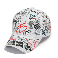 Gorra de Béisbol con Estampado de Letras de Graffiti, Visera Curva, Estilo Hip Hop Urbano, Ajustable, Informal de Negocios, Deportiva, de Lona