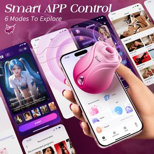 Vibrateur en forme de pivoine avec contrôle par application pour stimulation vaginale, clitoridienne et des mamelons, masturbateur féminin, jouet sexuel pour adultes - Product Image 5