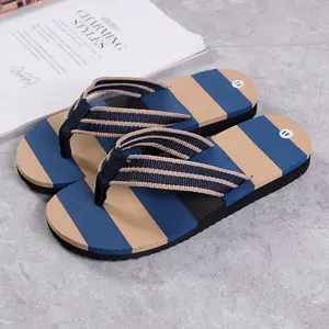 Wholesale Summer Men's Striped Colorful Beach Casual Flip-Flops Indoor And Outdoor Non-Slip Slippers