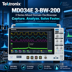 Osciloscopio de Dominio Mixto Tektronix MDO34E 3-BW-200 de 200MHz y 4 Canales, 2.5GS/s, Analizador con Pantalla Táctil de 10M, Resolución de 8 Bits - Product Image 1
