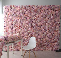 Rideau mural de fleurs roses de haute qualité, toile de fond florale pour scène de mariage, tissu en soie douce, installation facile, réutilisable, décoration