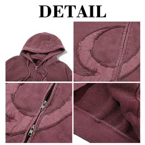 Sudadera con Capucha KingSen Personalizada con Logotipo Bordado, Unisex, con Cierre de Cremallera Bidireccional, Estampado Invernal, Estilo Urbano, Patchwork, 100% Algodón Ecológico - Product Image 6