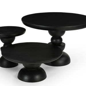 Mesa de centro de madera de mango hecha a mano moderna, muebles móviles con acabado negro para sala de estar para uso doméstico - Product Image 1