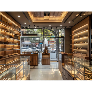 Cổ Điển Tùy Chỉnh Rắn Gỗ Cửa Hàng Hiển Thị Cigar Humidor Đồ Nội Thất Chiếu Sáng Thuốc Lá Hiển Thị Tủ Xì Gà Showroom Hiển Thị Kệ - Product Image 5