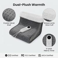 Coussin chauffant en flanelle sherpa pour les pieds avec contrôleur LED détachable, 3 niveaux de chaleur réglables et minuterie OEM/ODM