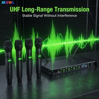 Système de microphone sans fil UHF 4 canaux AD4Q avec 4 micros portatifs KSM9