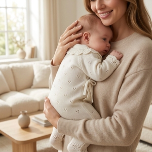 Body Neonato in Cotone Biologico Personalizzato OEM, Tutina a Maniche Lunghe con Laccetti Laterali e <span class=keywords><strong>Volant</strong></span> - Product Image 4